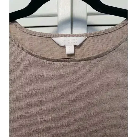 Lauren Conrad Gauzy Top Women's Size Small Taupe Sheer Bell Sleeve Blouse - Picture 3 of 10